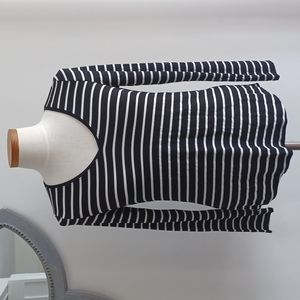 White House Black Market Womens Striped Black and White Long Sleeve Top XS